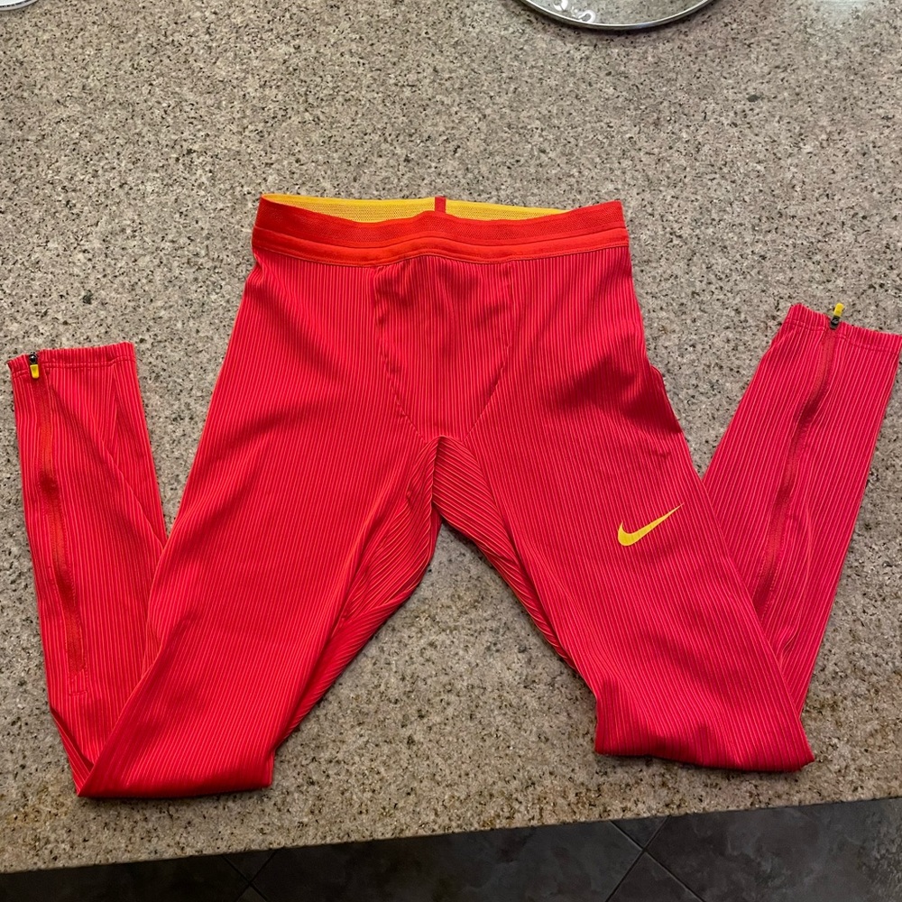 Men’s Nike Pro Elite Official Racing Tights Red Made in USA AO8491-000 Medium